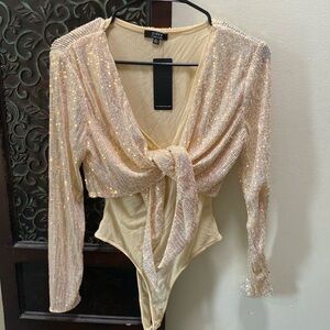Dolls Kill Sequin Wrap Bodysuit NWT